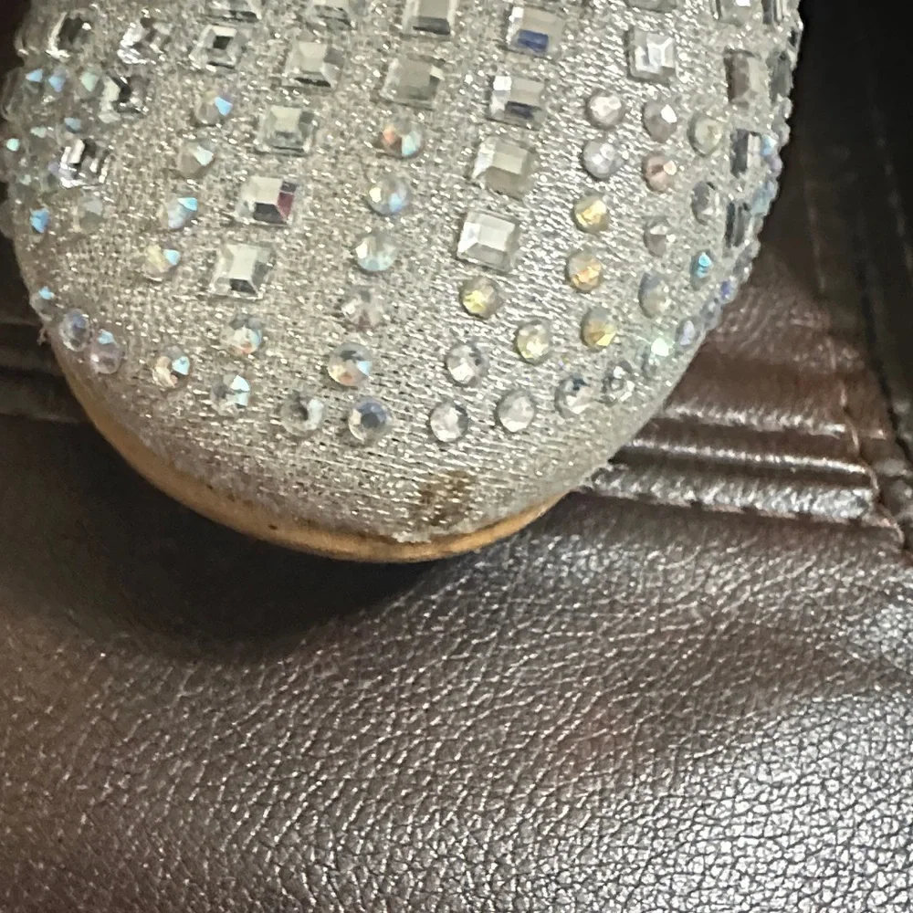 Sparkly Silver Kids Mary Jane Shoes silver bead glitter heel
